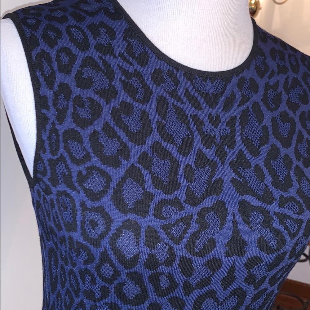 Cougar Jacquard Flare Dress in Blue & Black